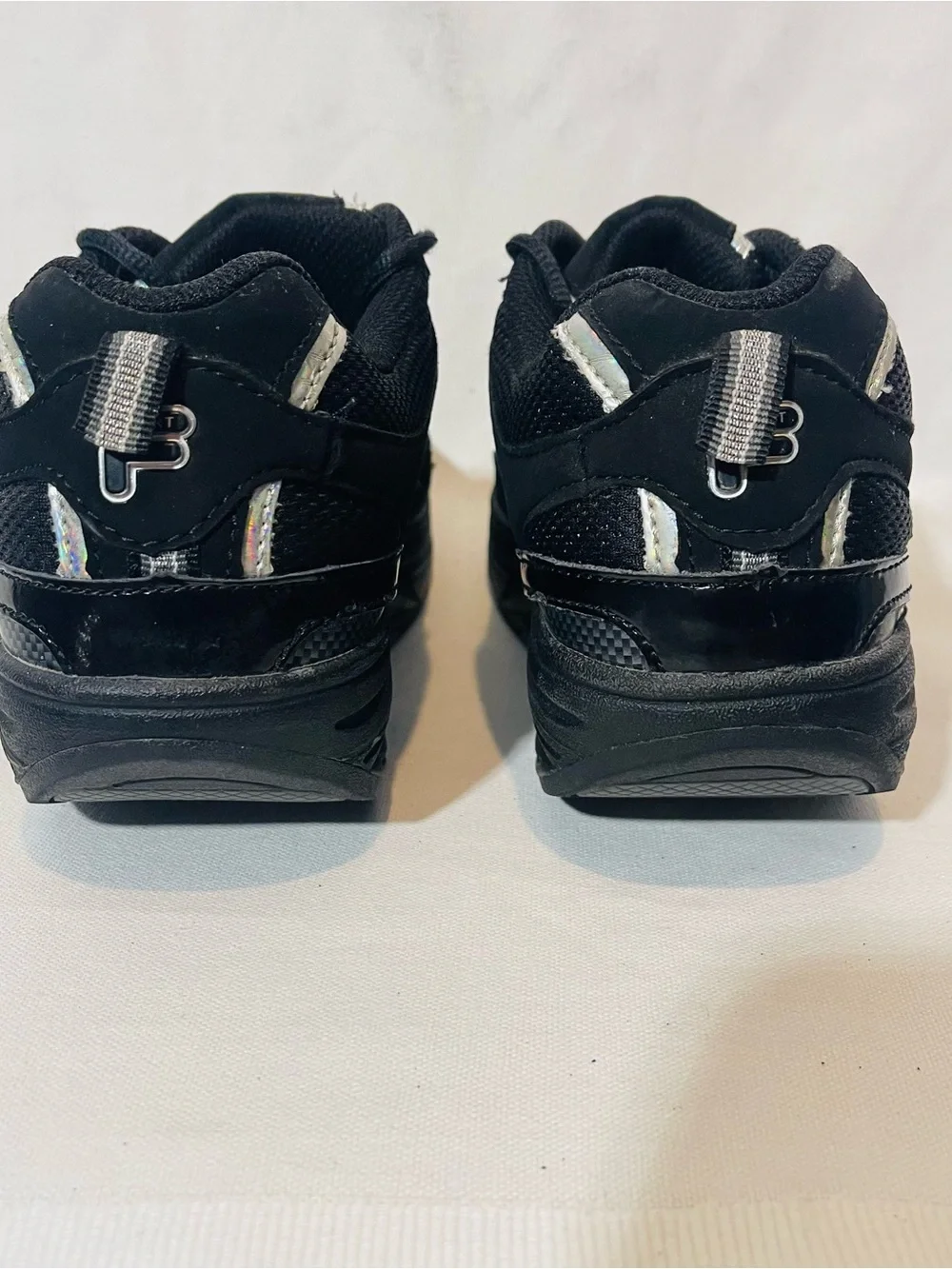 Fila Women’s Black Walk-N-Sculpt Athletic Sneakers with Silver Trim